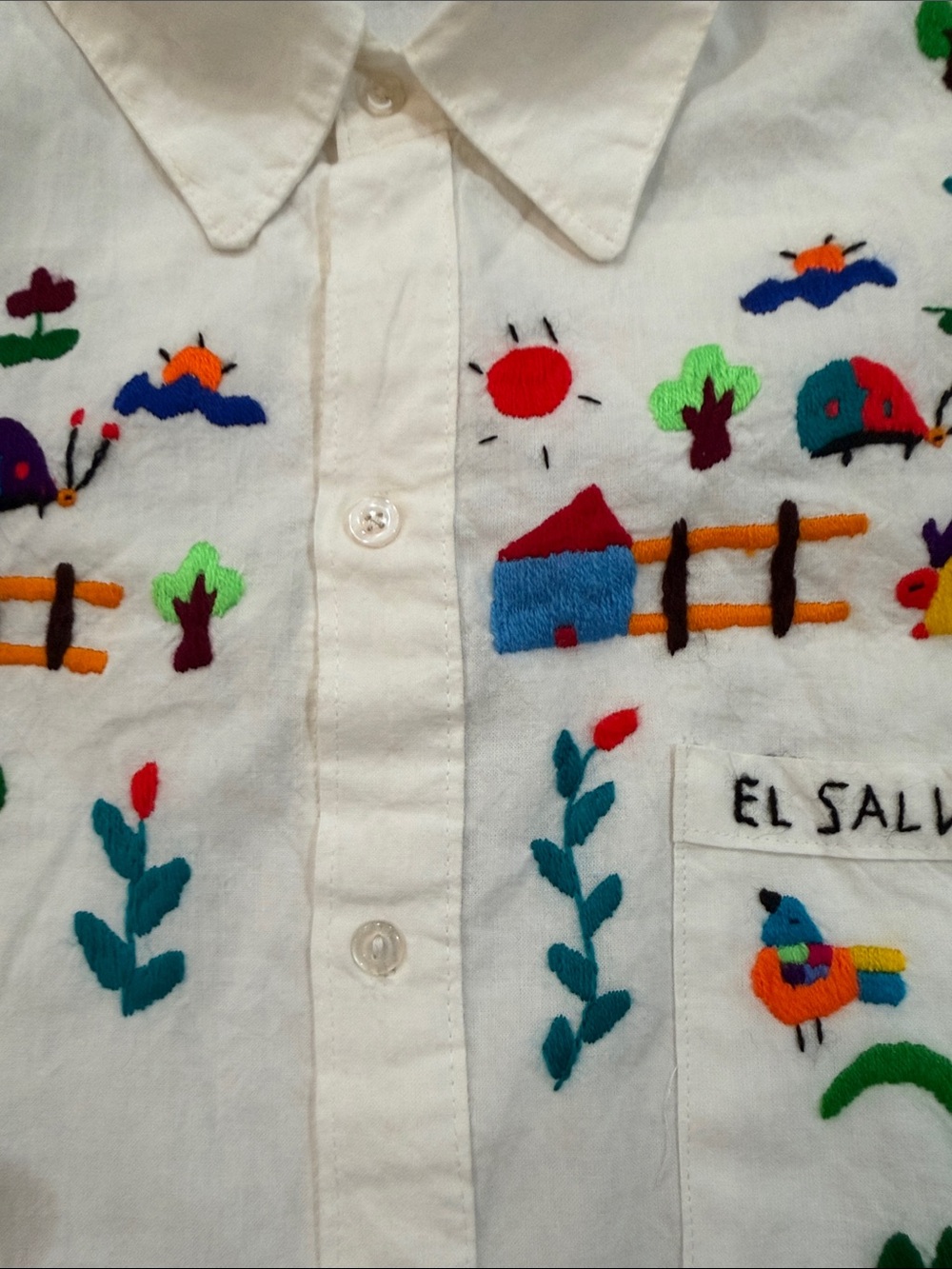 ARTISAN El Salvador Embroidered Floral Top Boho Chic Heritage folk Large - Picture 6 of 13